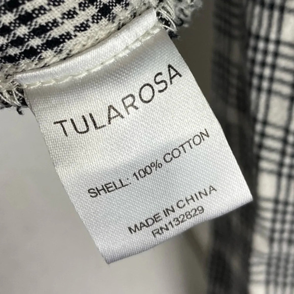 Tularosa • Black White Plaid Off Shoulder Blouse - Picture 3 of 4